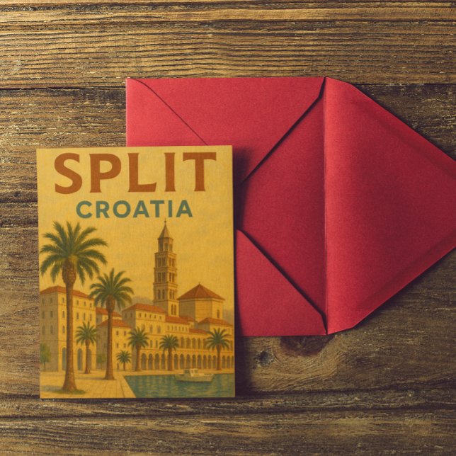 Vintag Split Kroatien Dalmatien Postkarte (vintage split croatia travel postcard)