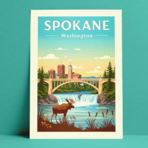 Vintag Spokane Washington Postkarte