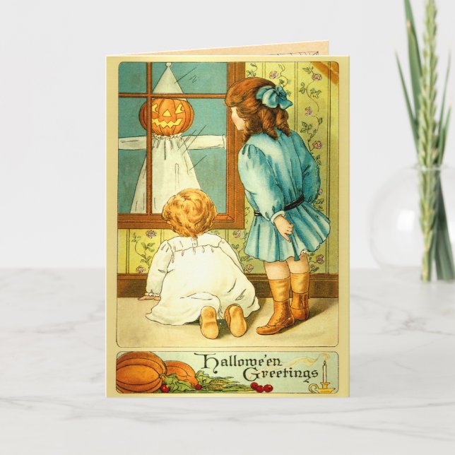 Vintag Spooky Kids Halloween Card Karte (Vorderseite)