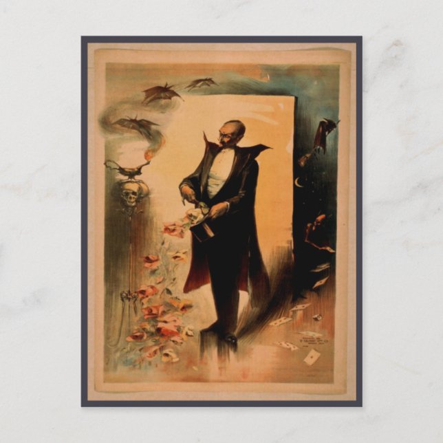 Vintag Spooky Magician Poster Postkarte (Vorderseite)