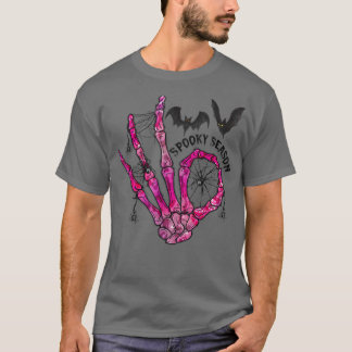 Vintag Spooky Season Funny Skeleton Hand Retro Ha T-Shirt