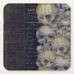Vintag Spooky Skulls Halloween Rechteckiger Pappuntersetzer