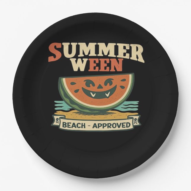 Vintag Spooky Summerween Watermelon - Spooky Summ Pappteller (Vorderseite)