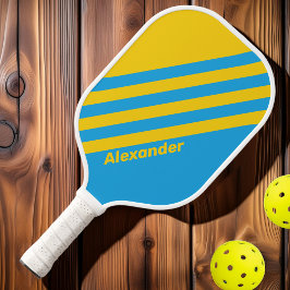 Vintag Sport Aqua Reef Streifen mit Namen Pickleball Schläger