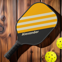 Vintag Sport Black Streifen mit Namen Pickleball Schläger