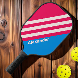 Vintag Sport Blue Crush Streifen mit Namen Pickleball Schläger