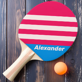 Vintag Sport Blue Crush Streifen mit Namen Tischtennis Schläger