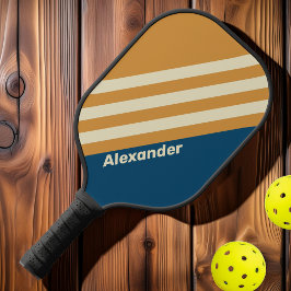 Vintag Sport Blue Wave Streifen mit Namen Pickleball Schläger