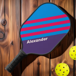 Vintag Sport Elektrische Trauben Streifen mit Name Pickleball Schläger