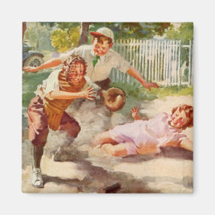 Vintag Sport, Kinder spielen Stickball Baseball Magnet