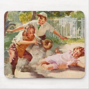 Vintag Sport, Kinder spielen Stickball Baseball Mousepad