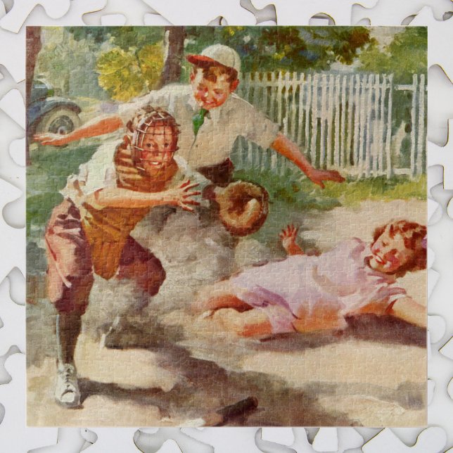 Vintag Sport, Kinder spielen Stickball Baseball Puzzle (Von Creator hochgeladen)