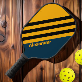 Vintag Sport Moonlit Tide Streifen mit Namen Pickleball Schläger