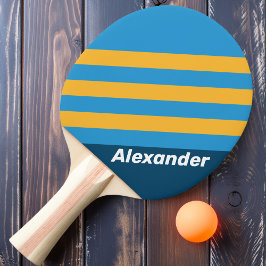 Vintag Sport Navy Blue Streifen mit Namen Tischtennis Schläger