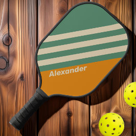 Vintag Sport Orange Streifen mit Namen Pickleball Schläger