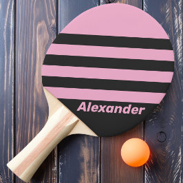 Vintag Sport Rosa Nachtstreifen mit Namen Tischtennis Schläger