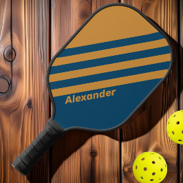 Vintag Sport Royal Gold Streifen mit Namen Pickleball Schläger