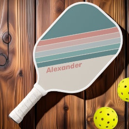 Vintag Sport Soft Sea Muschel Streifen mit Namen Pickleball Schläger