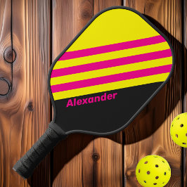 Vintag Sport Sun Glühstreifen mit Namen Pickleball Schläger