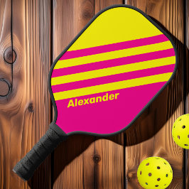 Vintag Sport Sun Soaked Streifen mit Namen Pickleball Schläger
