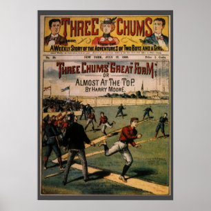 Vintag Sports Baseball Drei-Chums-Magazin Cover Poster
