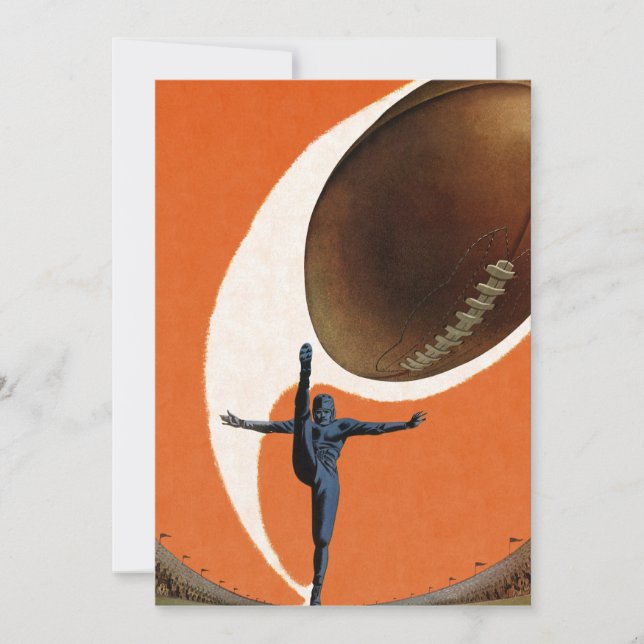 Vintag Sports Football Player Einladung (Vorderseite)