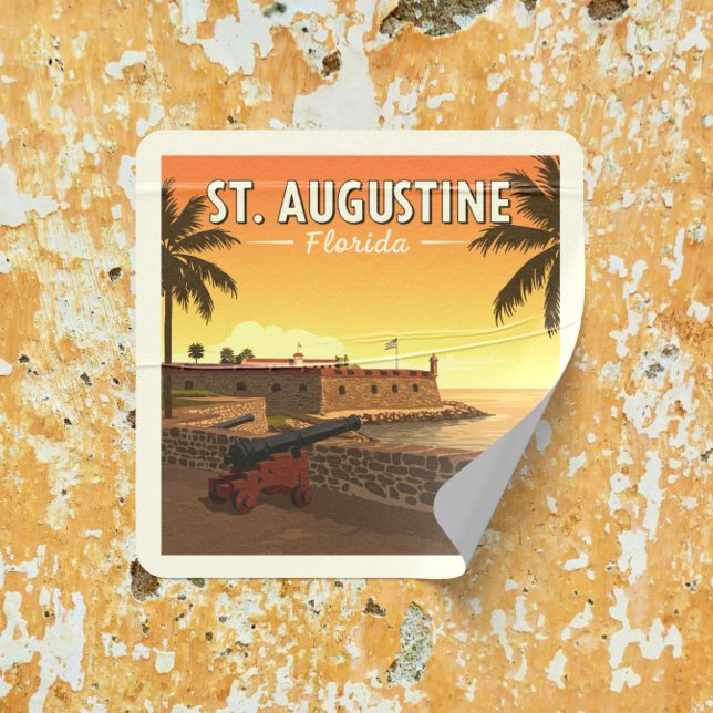 Vintag St. Augustine Florida Quadratischer Aufkleber (Von Creator hochgeladen)