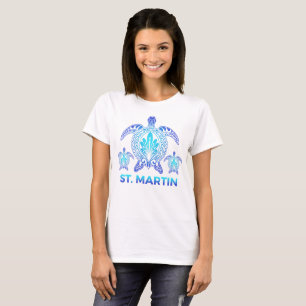 Vintag St. Maarten Ocean Blue Sea Turtle Souvenir T-Shirt