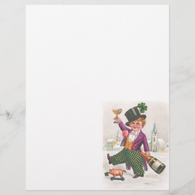 Vintag St Patricks Day Kleeblatt Champagne (Vorderseite)