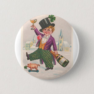 Vintag St Patricks Day Kleeblatt Champagne Button