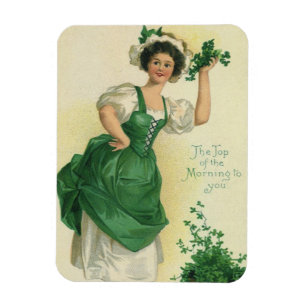 Vintag St. Patrick's Day Lass, Lucky Kleeblatts Magnet