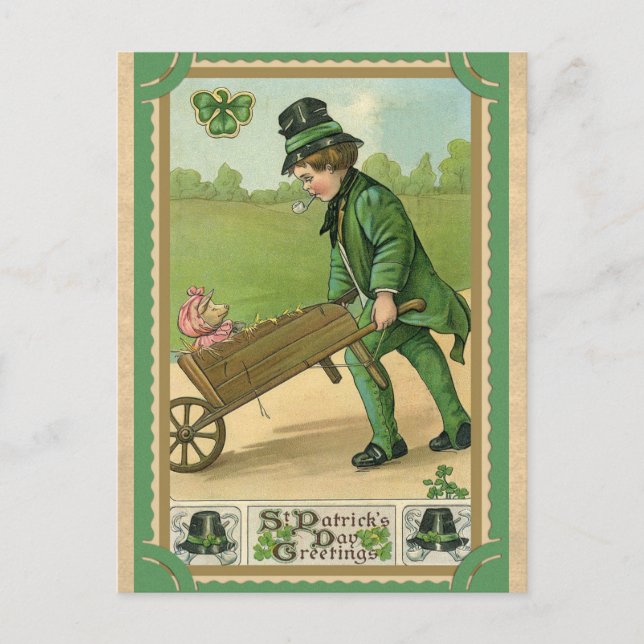 Vintag St Patricks Day Postkarte (Vorderseite)