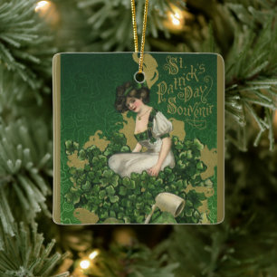 Vintag St. Patrick's Day Souvenir, Irish Lass Keramikornament