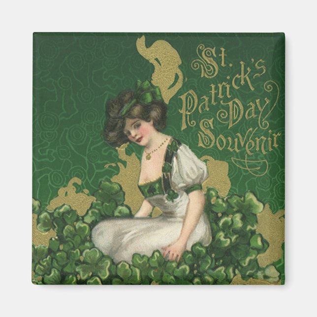 Vintag St. Patrick's Day Souvenir, Irish Lass Magnet (Vorne)