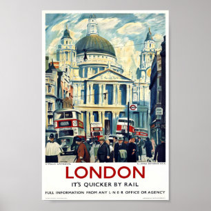 Vintag St Paul's Cathedral London Travel Poster