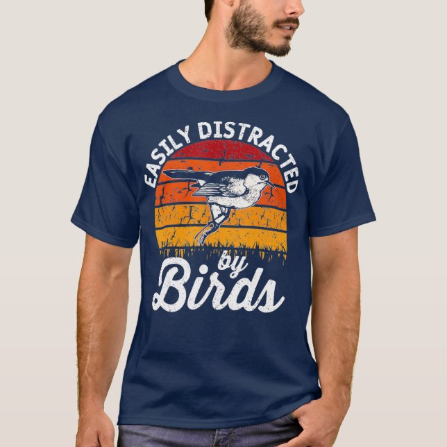 Vintag stark beeinträchtigt durch Vögel T-Shirt (Vorderseite)