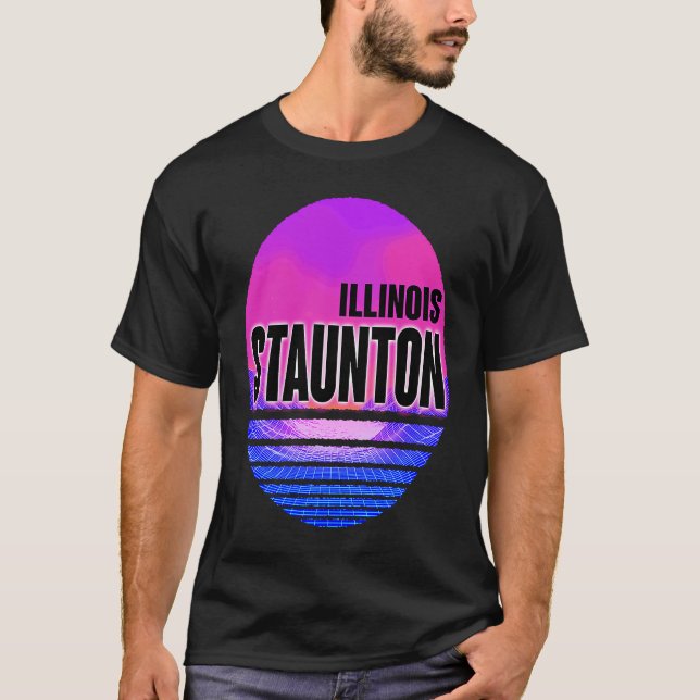 Vintag Staunton Vaporwave Illinois T-Shirt (Vorderseite)