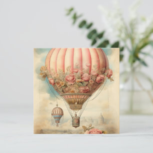 Vintag Steampton Pink Floral Hot Air Ballon
