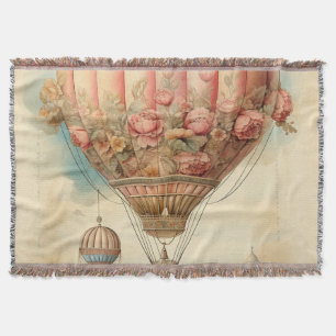 Vintag Steampton Pink Floral Hot Air Ballon Decke