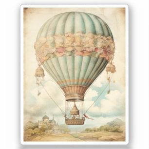 Vintag Steampunk Blue Hot Air Ballon Aufkleber