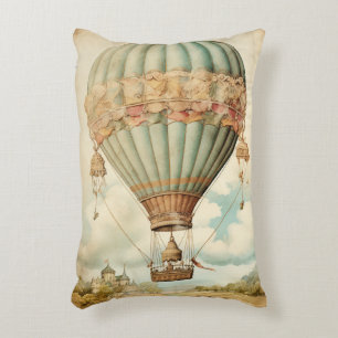 Vintag Steampunk Blue Hot Air Ballon Dekokissen