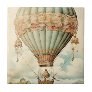 Vintag Steampunk Blue Hot Air Ballon Fliese