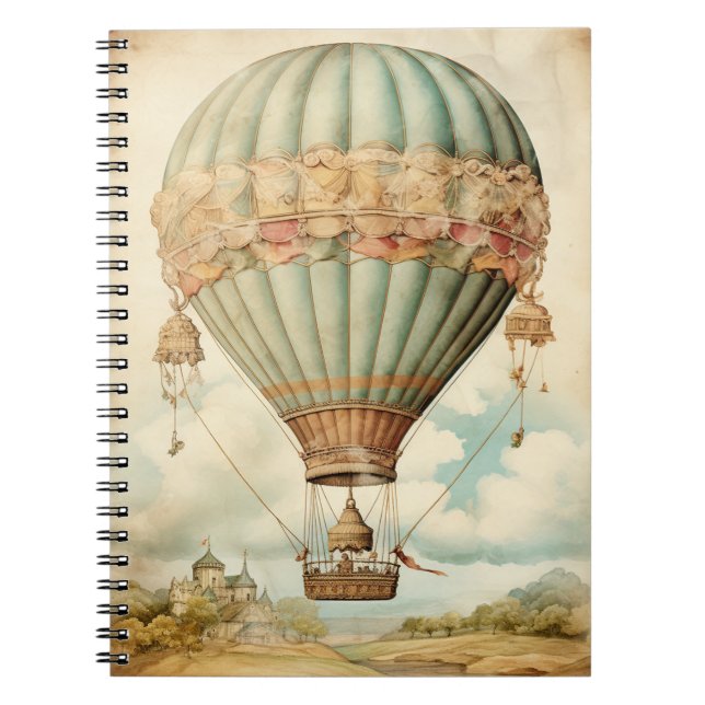 Vintag Steampunk Blue Hot Air Ballon Notizblock (Vorderseite)