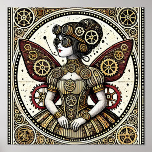 Vintag Steampunk Fairy Poster