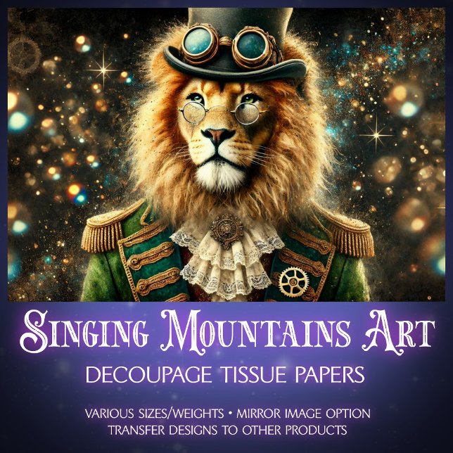 Vintag Steampunk Fantasy Lion Decoupage Seidenpapier (Von Creator hochgeladen)