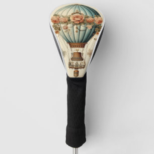 Vintag Steampunk Floral Blue Heißluftballon Golf Headcover