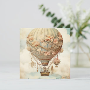 Vintag Steampunk Floral Blue Hot Air Ballon (2)