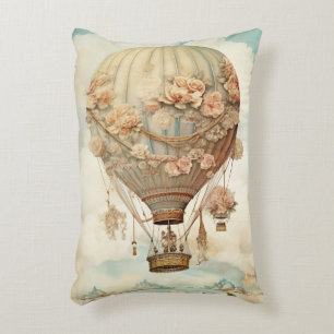 Vintag Steampunk Floral Blue Hot Air Ballon (2) Dekokissen