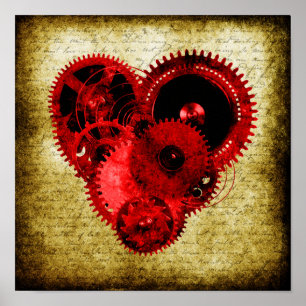 Vintag Steampunk Heart Poster