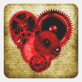 Vintag Steampunk Heart Quadratischer Aufkleber